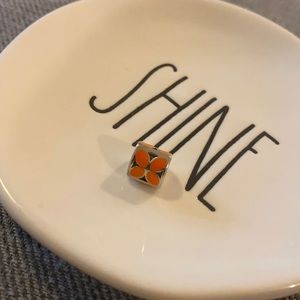 Retired authentic Pandora SS Orange Enamel Flower bead. NWOT